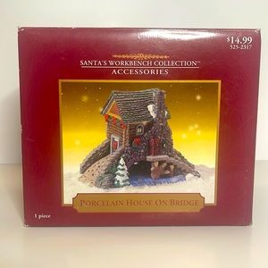 Santas Workbench Collection Porcelain House On Bridge Village House Accessories